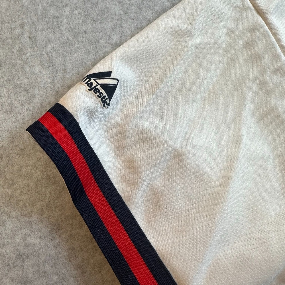 Atlanta Braves Majestic MLB Baseball Jersey White Button Front Men’s Size Large - Picture 6 of 8